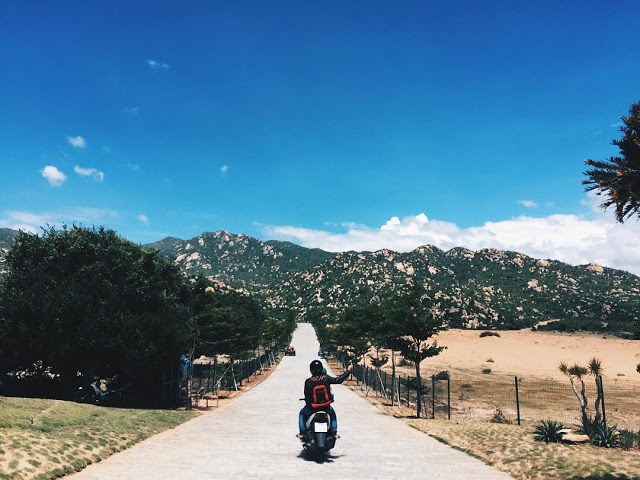  Đồi cát Mũi Dinh cách trung tâm thành phố Phan Rang - Tháp Chàm (Ninh Thuận) khoảng 30 km theo hướng nam. Bối cảnh chính trong bộ phim Dấu chân du mục nổi tiếng một thời hấp dẫn du khách bởi khung cảnh hoang sơ với bãi cát vàng và những hòn núi đá bí ẩn. Tới đây, bạn sẽ được trải nghiệm dạo quanh sa mạc trên chiếc máy cày thú vị.